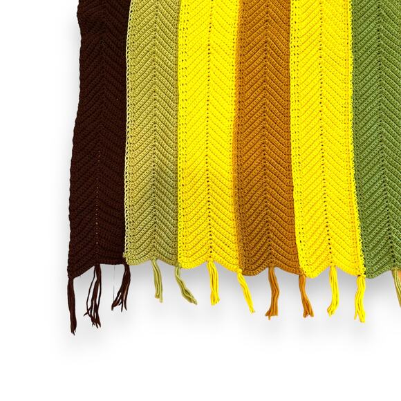 Handmade Crochet Throw Blanket Afghan Chevron Zig Zag Multicolor Stripe 50"x53" - Picture 6 of 16